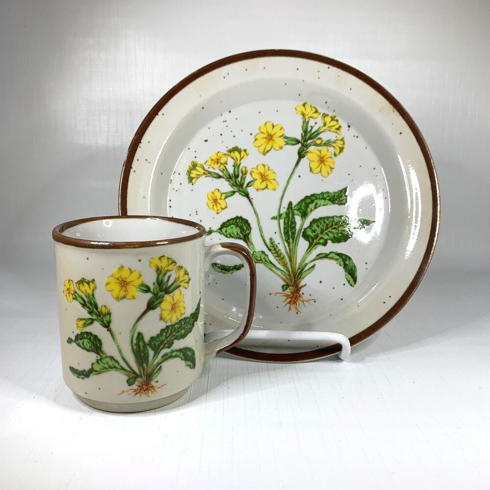 Vintage Stoneware Mug Plate Hearthside Buffet Ware Made Japan Cottage Core
